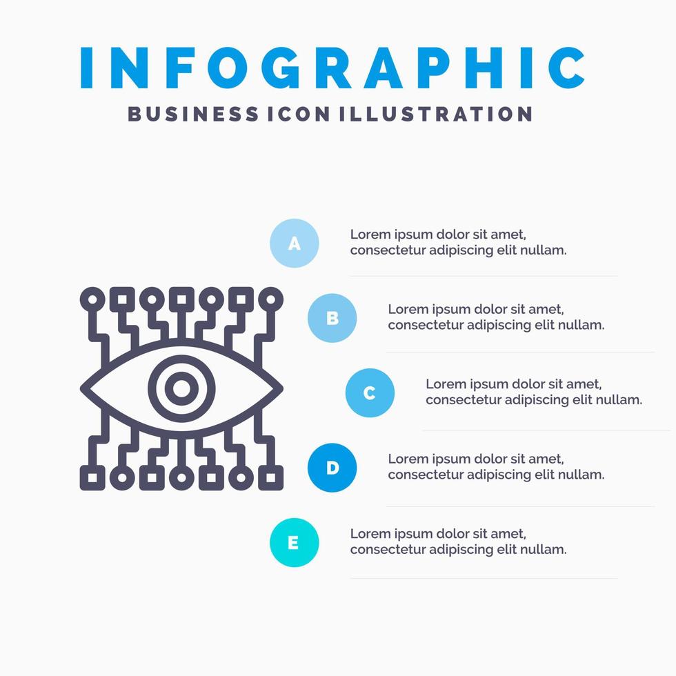 Eye Watch Construction Line icon with 5 steps presentation infographics Background vector