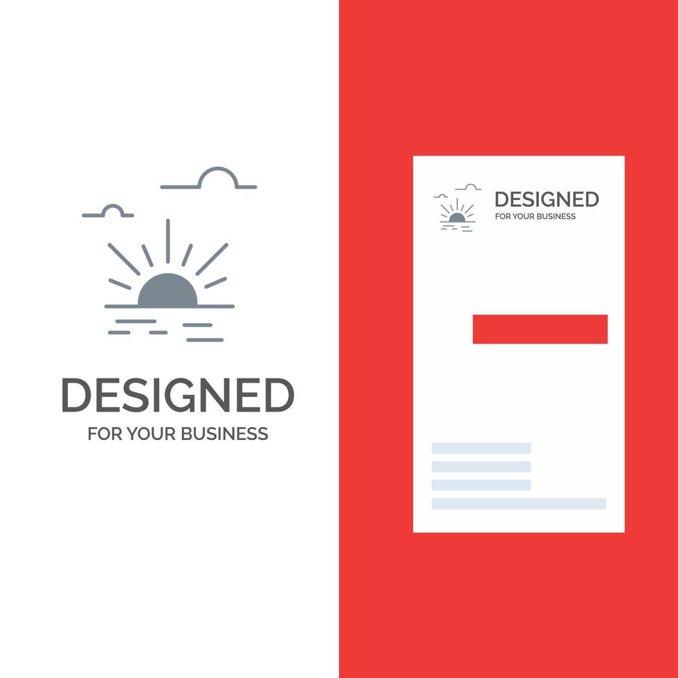 Sun Brightness Light Spring Grey Logo Design and Business Card Template vector