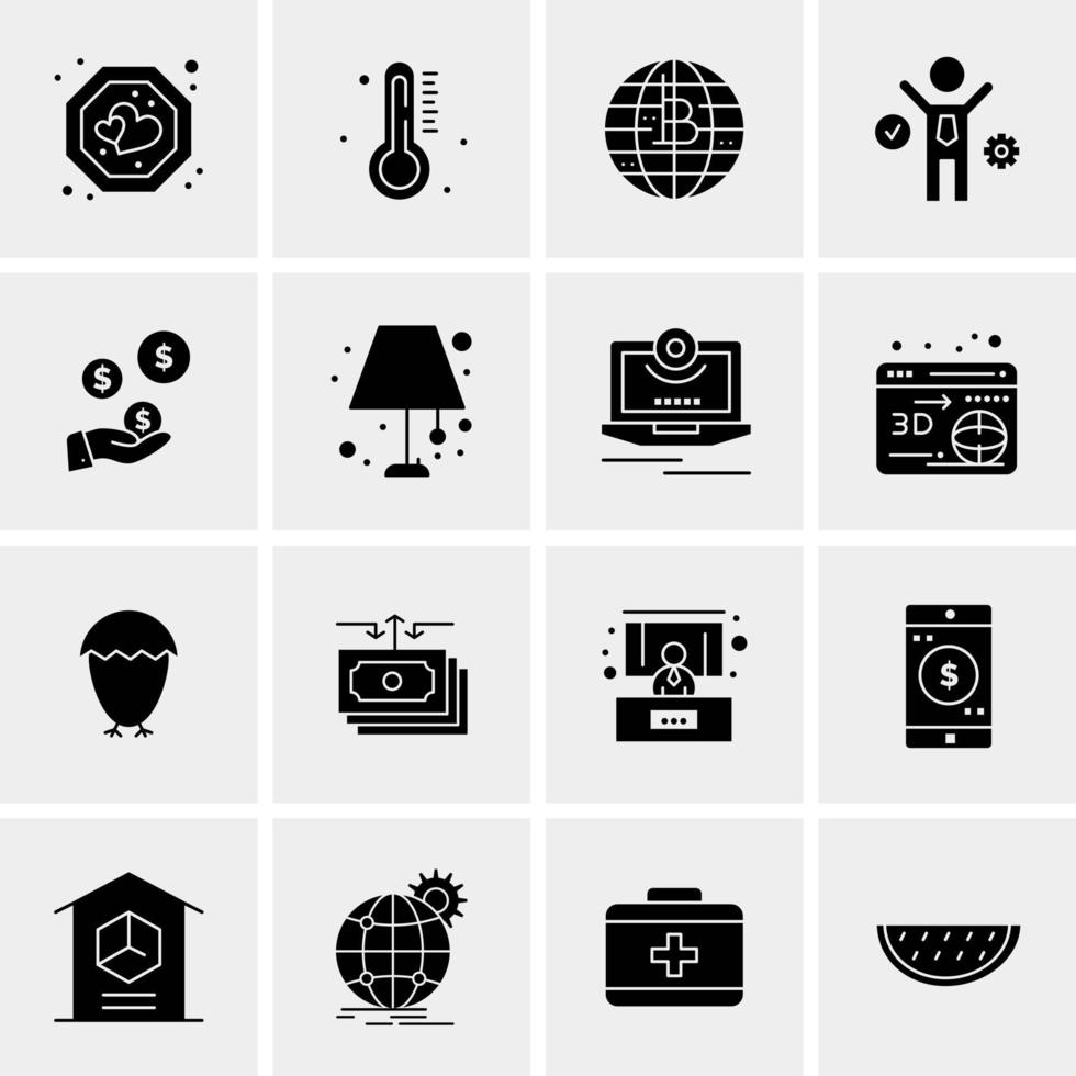 16 iconos de negocios universales vector ilustración de icono creativo para usar en proyectos relacionados con la web y dispositivos móviles