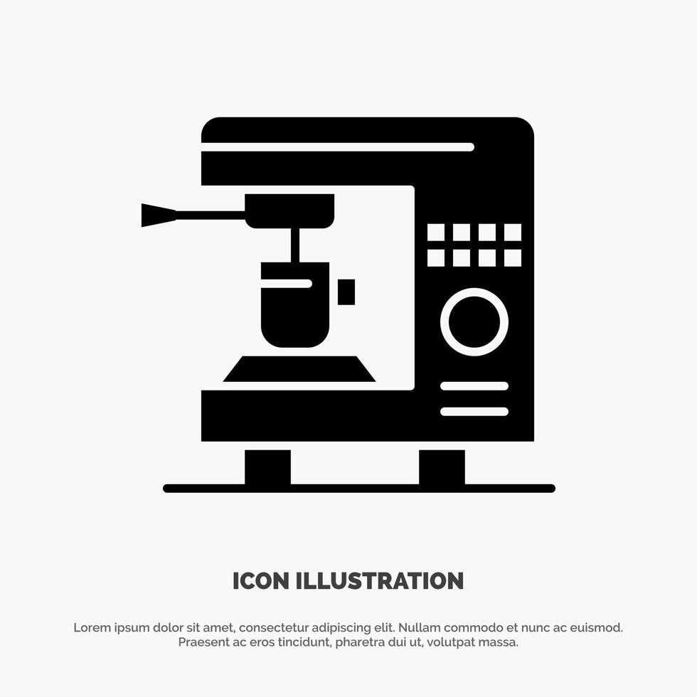 Coffee Electric Home Machine Solid Black Glyph Icon vector