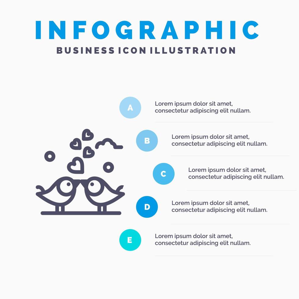 Bride Hearts Love Loving Wedding Line icon with 5 steps presentation infographics Background vector