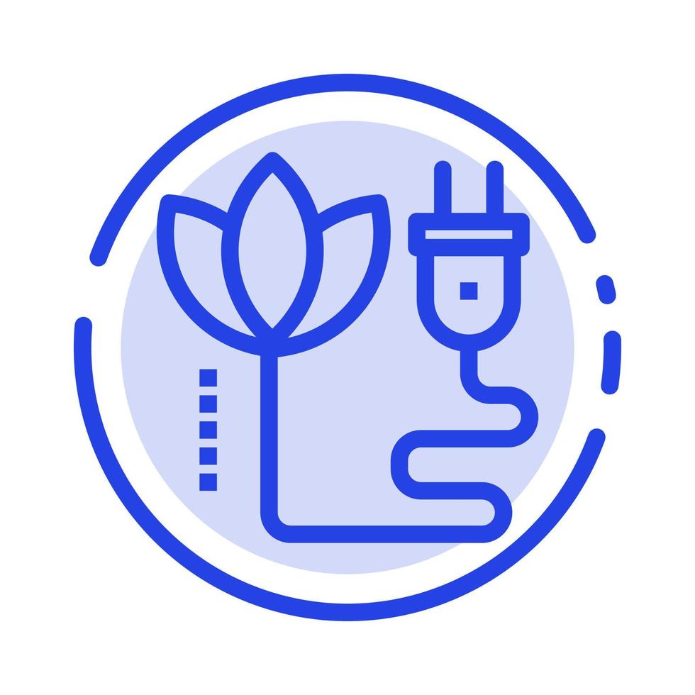 Biomass Energy Cable Plug Blue Dotted Line Line Icon vector