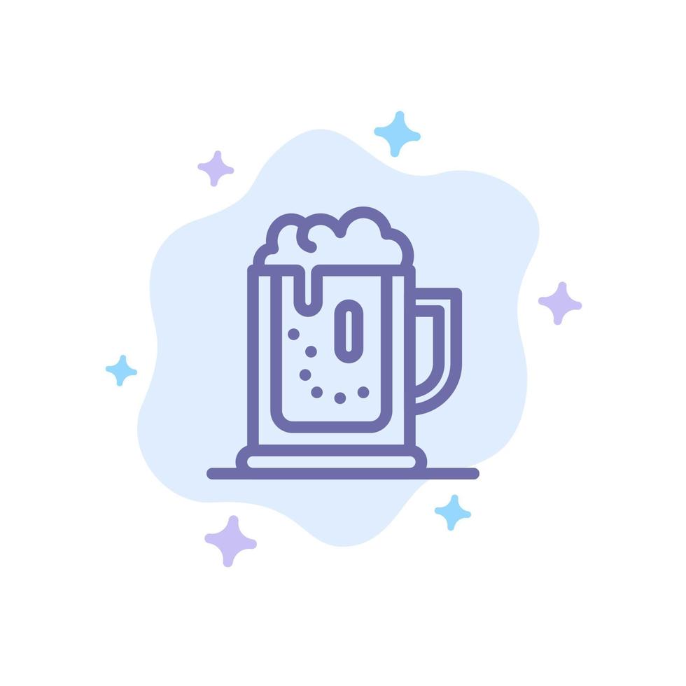 fiesta de alcohol cerveza celebrar bebida tarro icono azul sobre fondo de nube abstracta vector