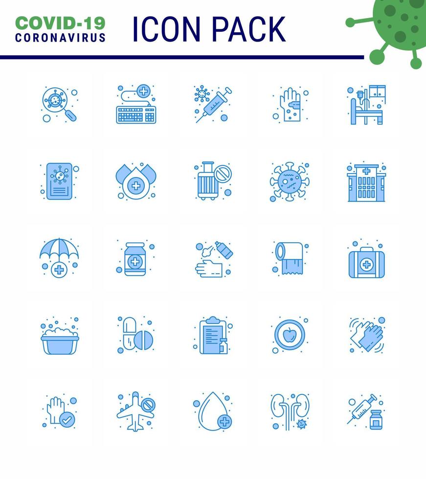 Covid19 icon set for infographic 25 Blue pack such as hygiene germ survice dirty virus viral coronavirus 2019nov disease Vector Design Elements