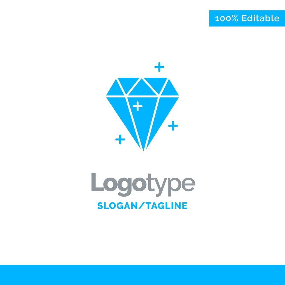 Diamond Crystal Success Prize Blue Solid Logo Template Place for Tagline vector