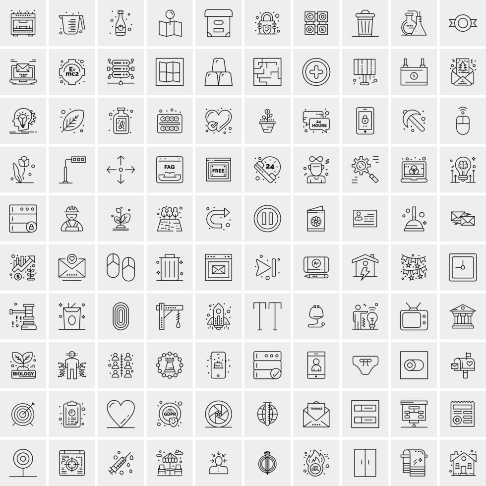 Pack of 100 Universal Line Icons for Mobile and Web vector