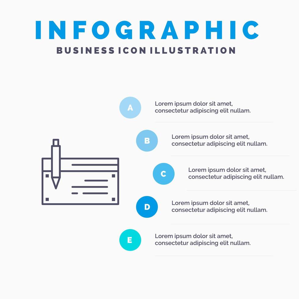 Check Account Bank Banking Finance Financial Payment Line icon with 5 steps presentation infographics Background vector