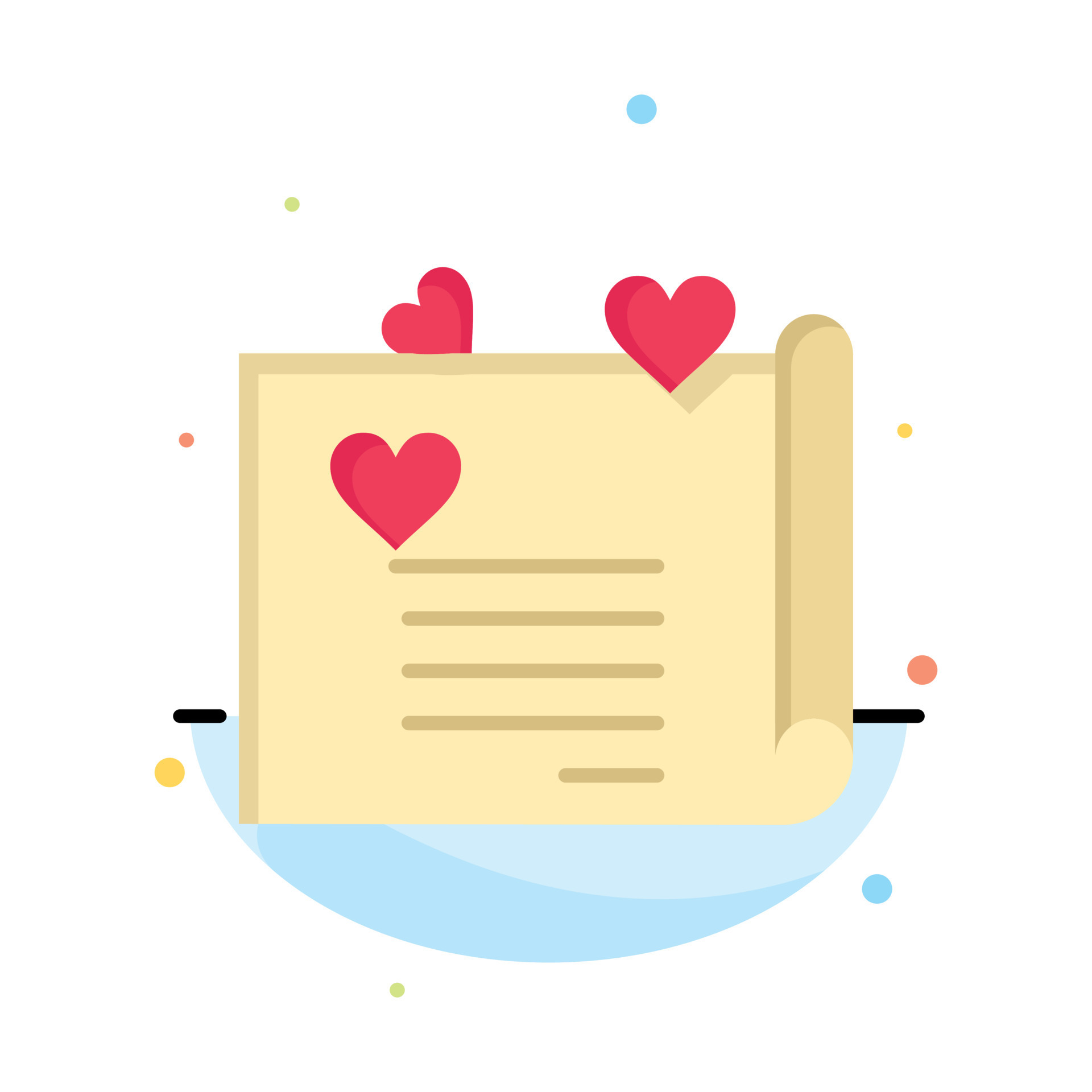 Love Letter Wedding Card Couple Proposal Love Abstract Flat Color Icon