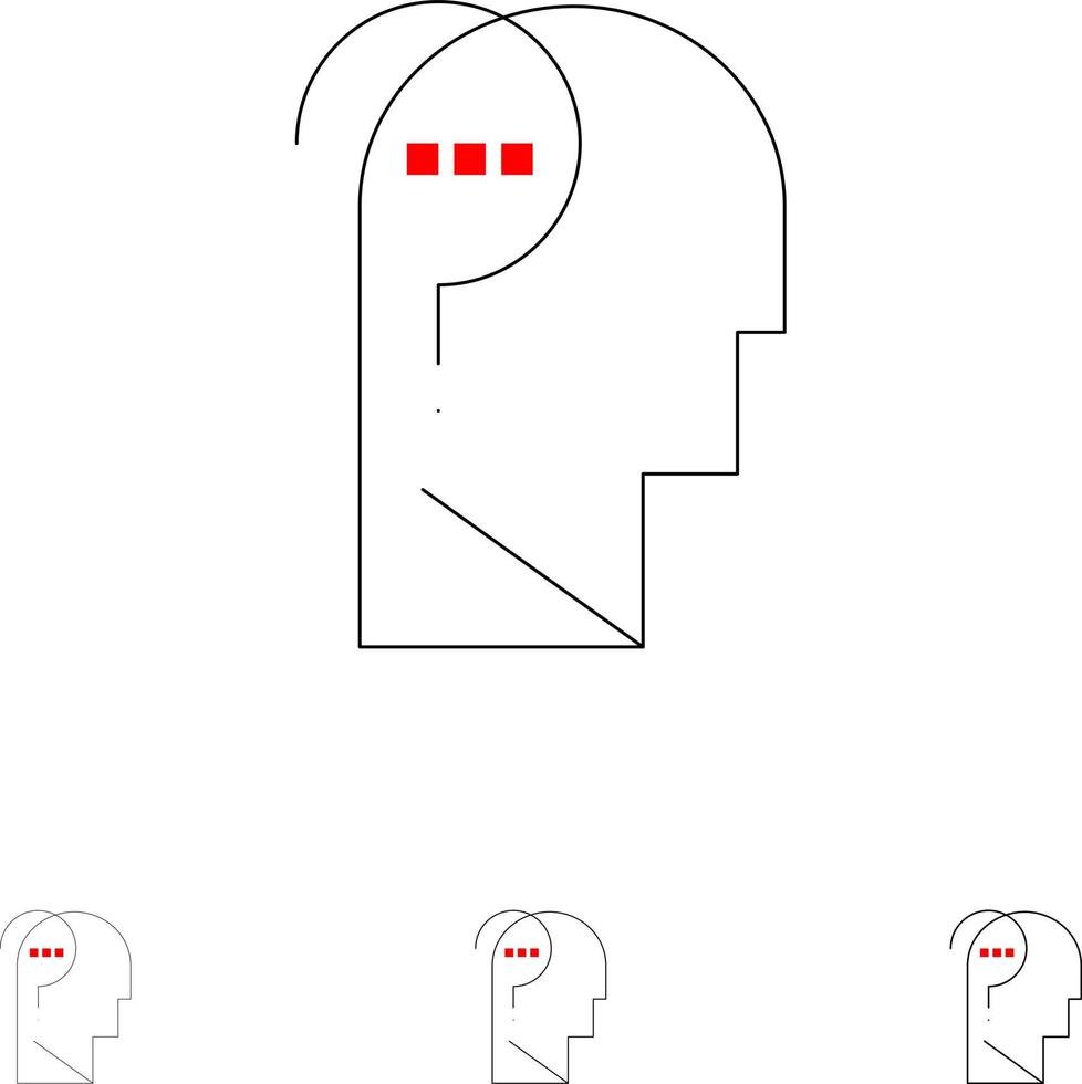 Confuse Confuse Brain Confuse Mind Question Bold and thin black line icon set vector