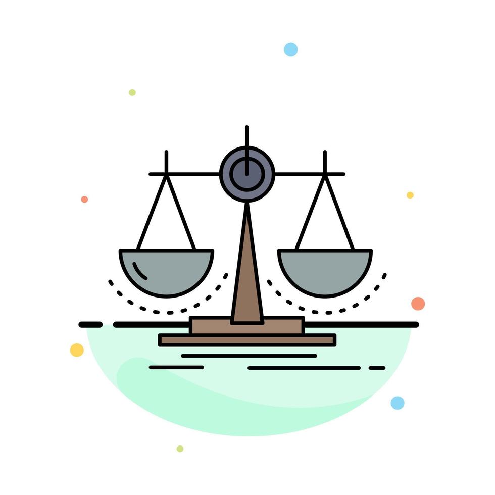 Balance decision justice law scale Flat Color Icon Vector