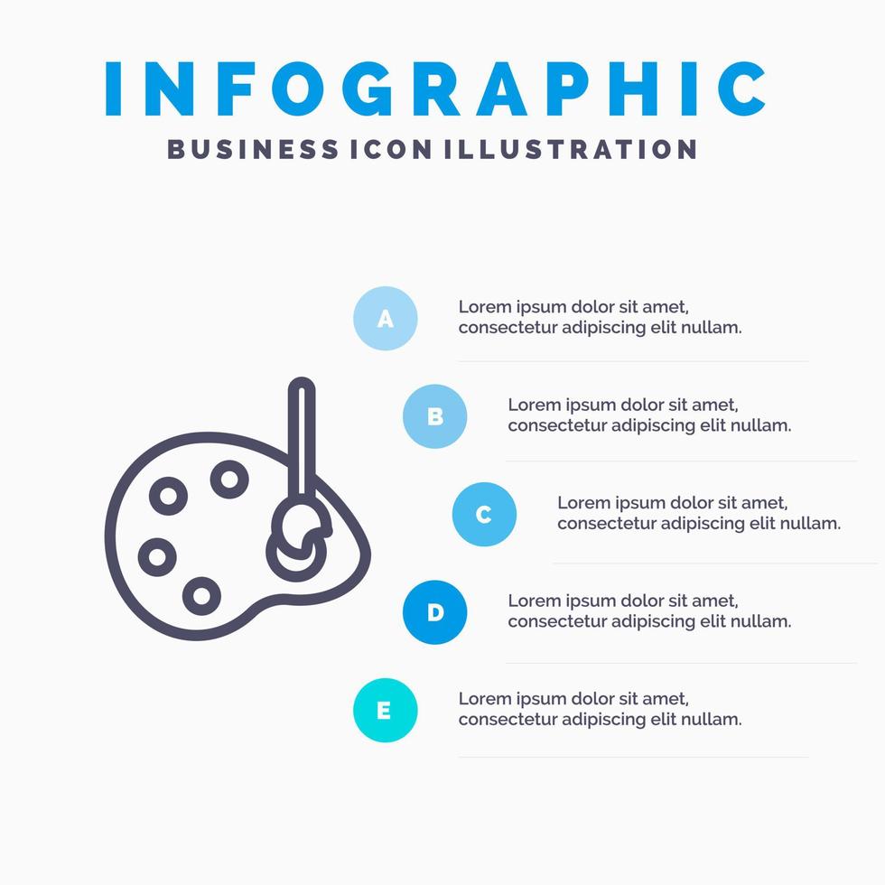 icono de línea de edición de dibujo de dibujo de arte con fondo de infografía de presentación de 5 pasos vector