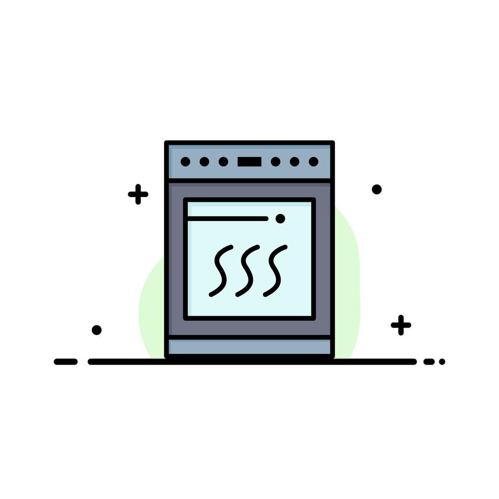 horno cocina microondas cocina negocio línea plana icono vector banner plantilla