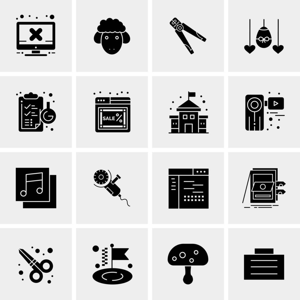 16 iconos de negocios universales vector ilustración de icono creativo para usar en proyectos relacionados con la web y dispositivos móviles