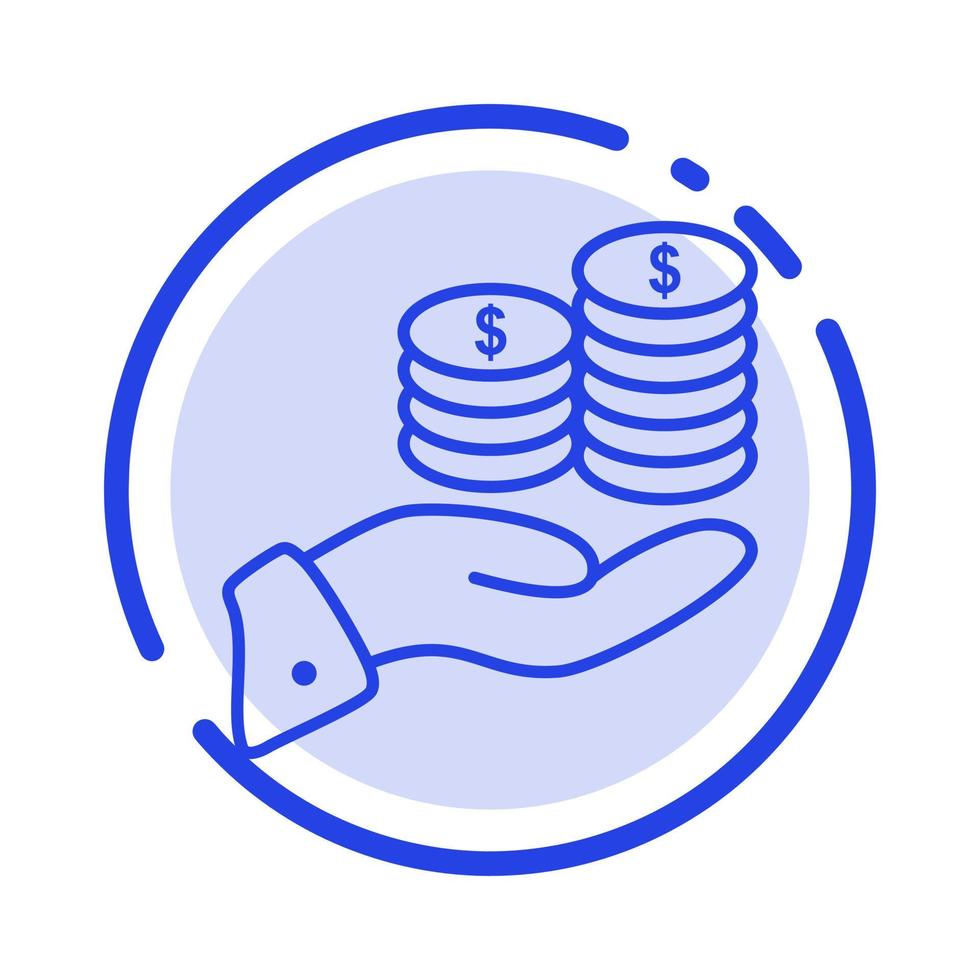 Savings Care Coin Economy Finance Guarder Money Save Blue Dotted Line Line Icon vector