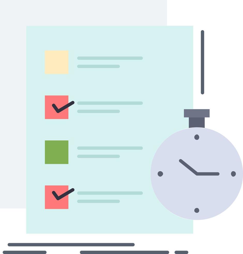 todo task list check time Flat Color Icon Vector