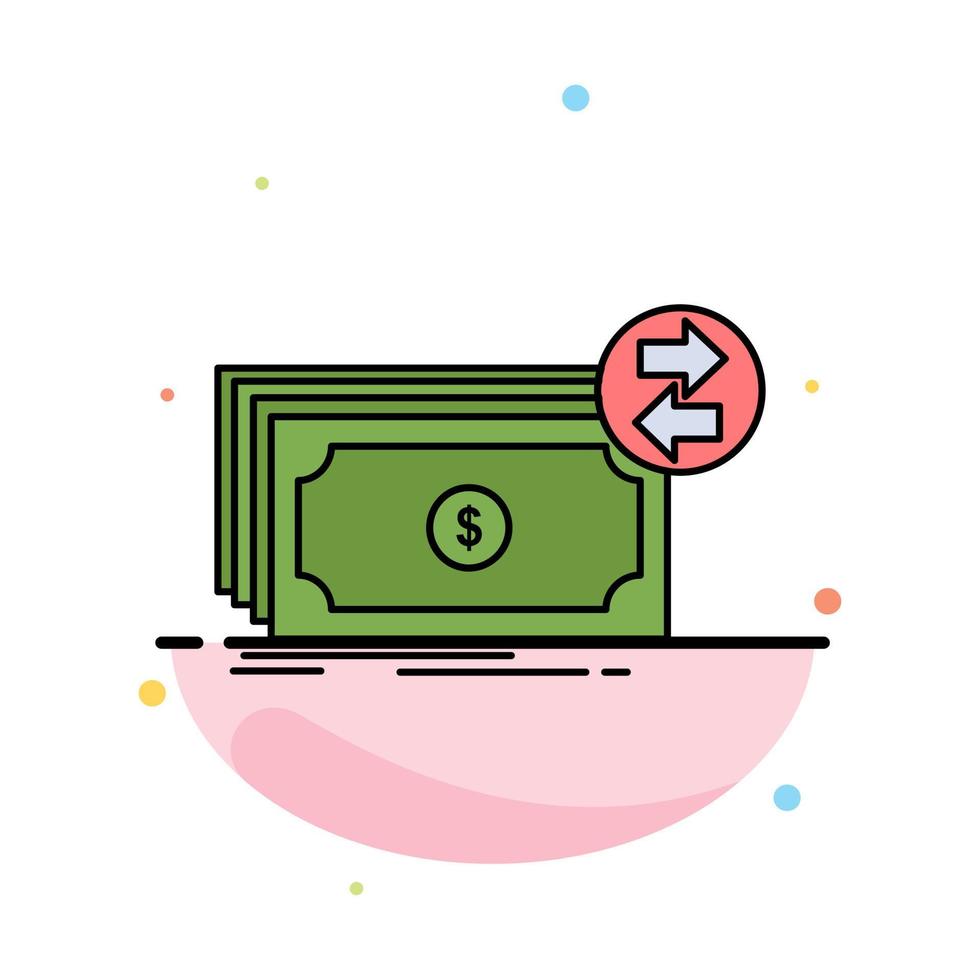 billetes en efectivo dólares fluyen dinero color plano icono vector