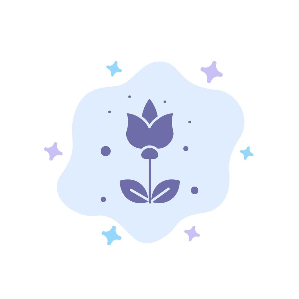 Flower Flora Floral Flower Blue Icon on Abstract Cloud Background vector