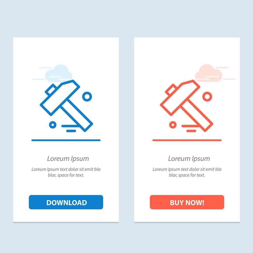 Construction Hammer Tool  Blue and Red Download and Buy Now web Widget Card Template vector