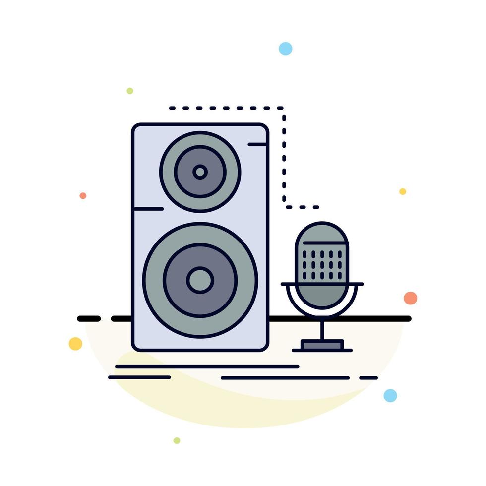 Live mic microphone record sound Flat Color Icon Vector