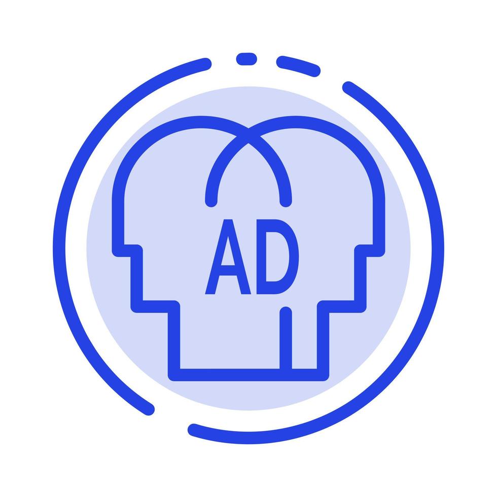 Elementary Knowledge Abc Brian Blue Dotted Line Line Icon vector