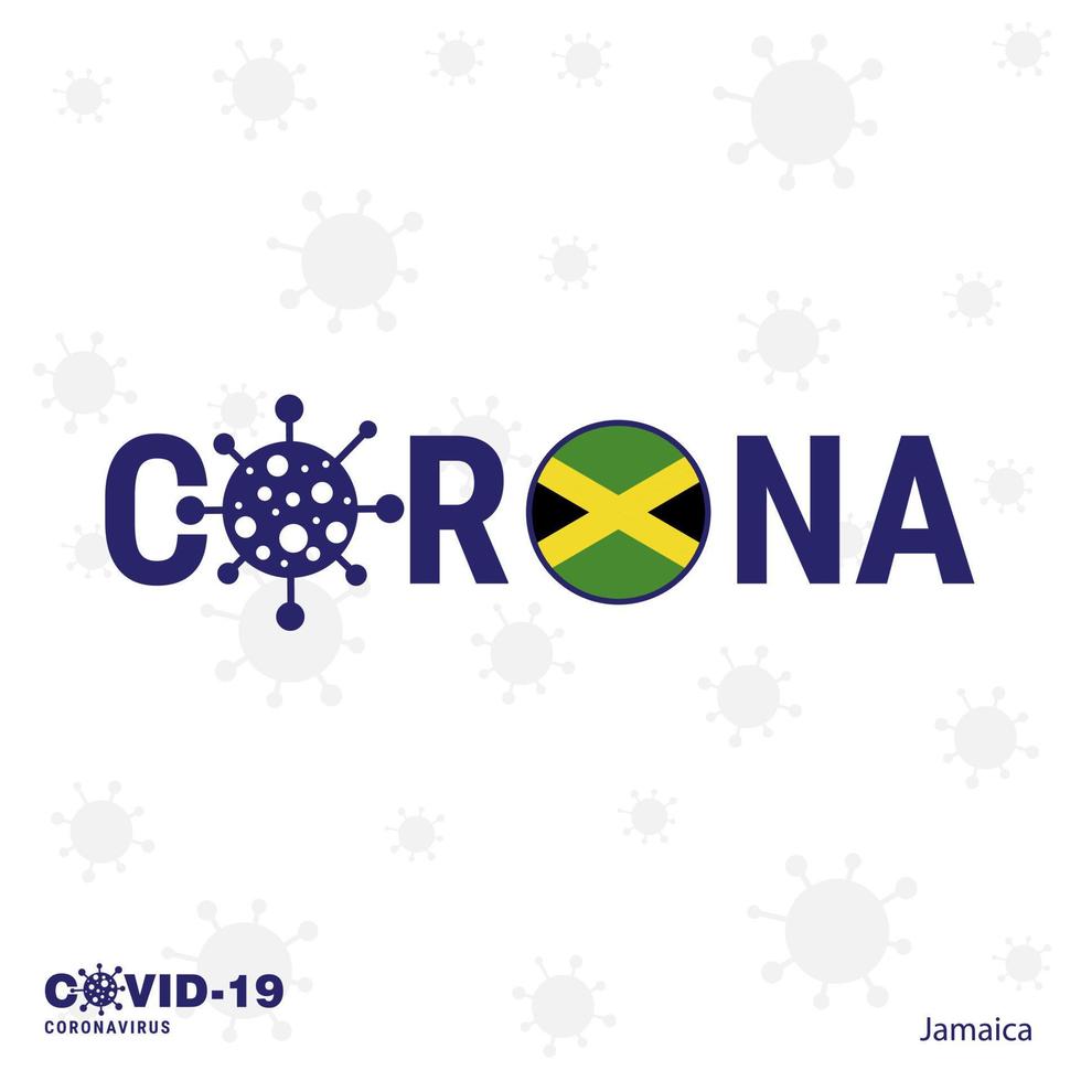 jamaica coronavirus tipografía covid19 bandera del país quédese en casa manténgase saludable cuide su propia salud vector