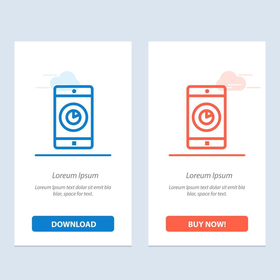 Application Mobile Mobile Application Time  Blue and Red Download and Buy Now web Widget Card Template vector