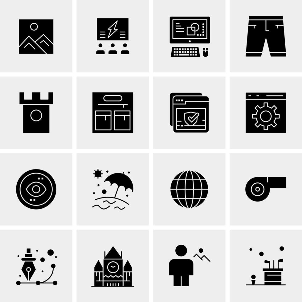 16 iconos de negocios universales vector ilustración de icono creativo para usar en proyectos relacionados con la web y dispositivos móviles