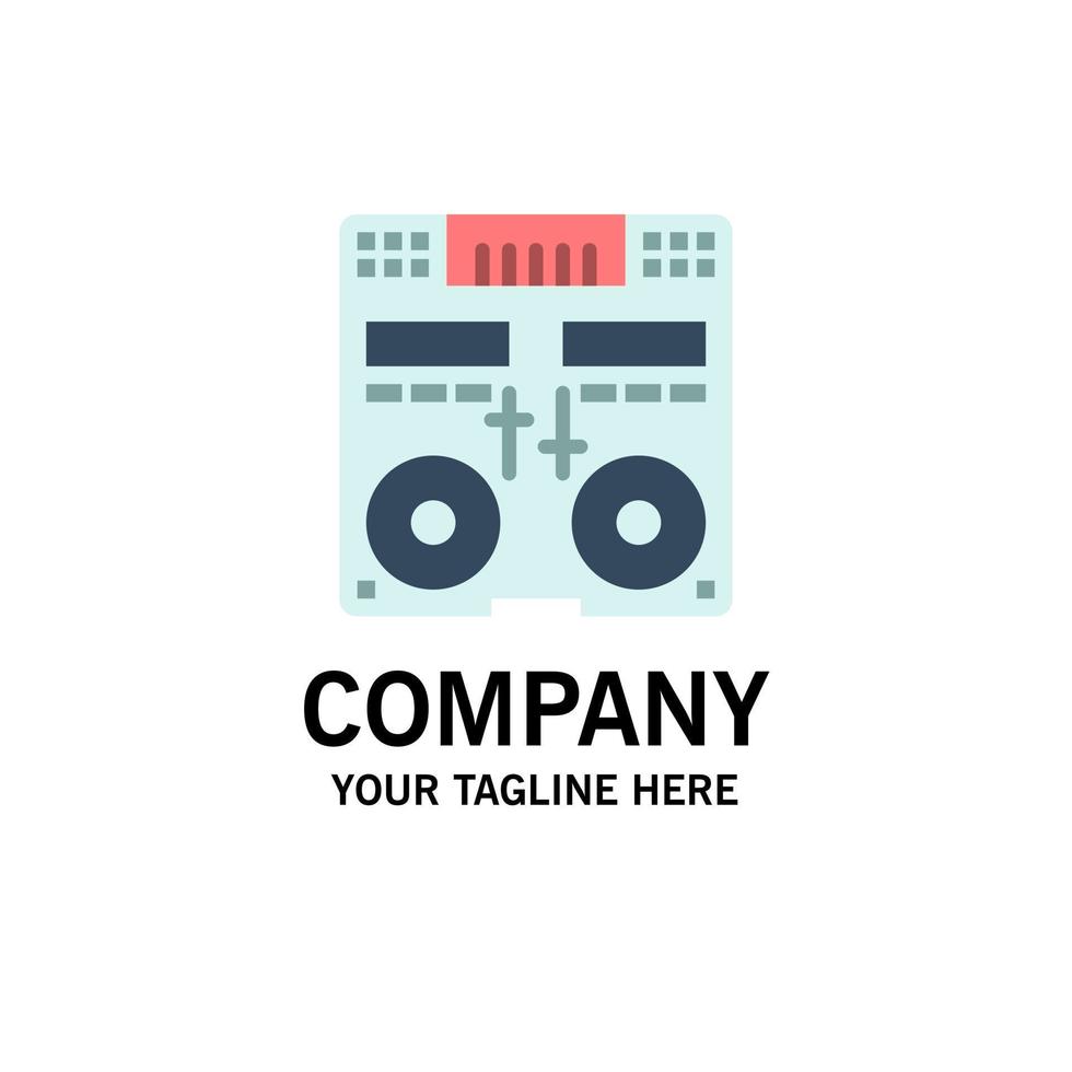 Cd Console Deck Mixer Music Business Logo Template Flat Color vector