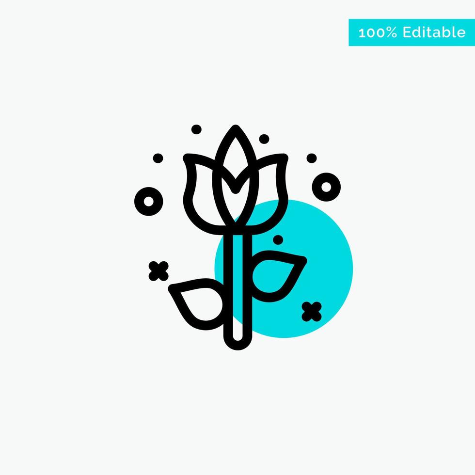 Decoration Easter Flower Plant turquoise highlight circle point Vector icon