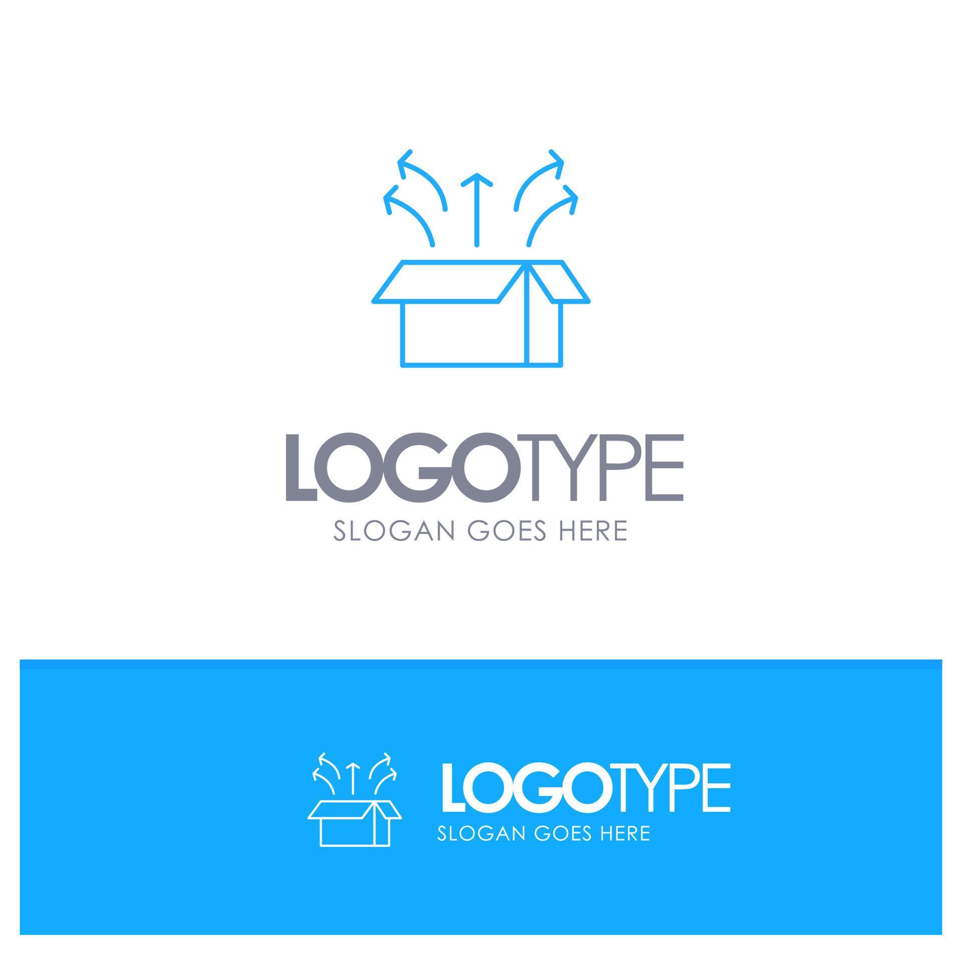 Release Box Launch Open Box Product Blue outLine Logo with place for