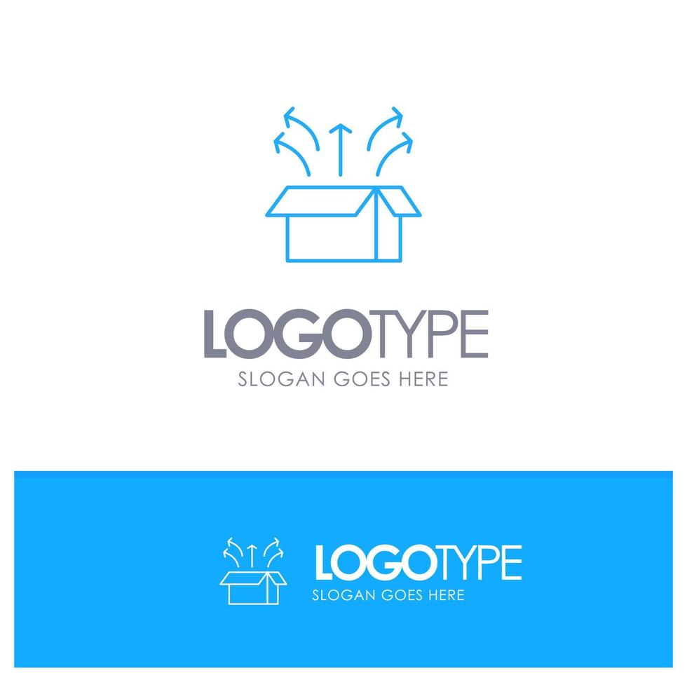 Release Box Launch Open Box Product Blue outLine Logo with place for