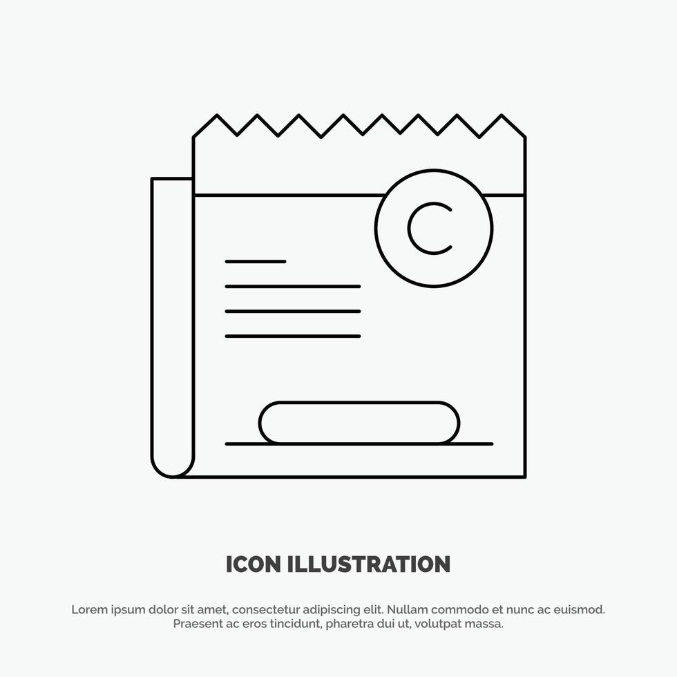 Copy Copyright Restriction Right File Line Icon Vector