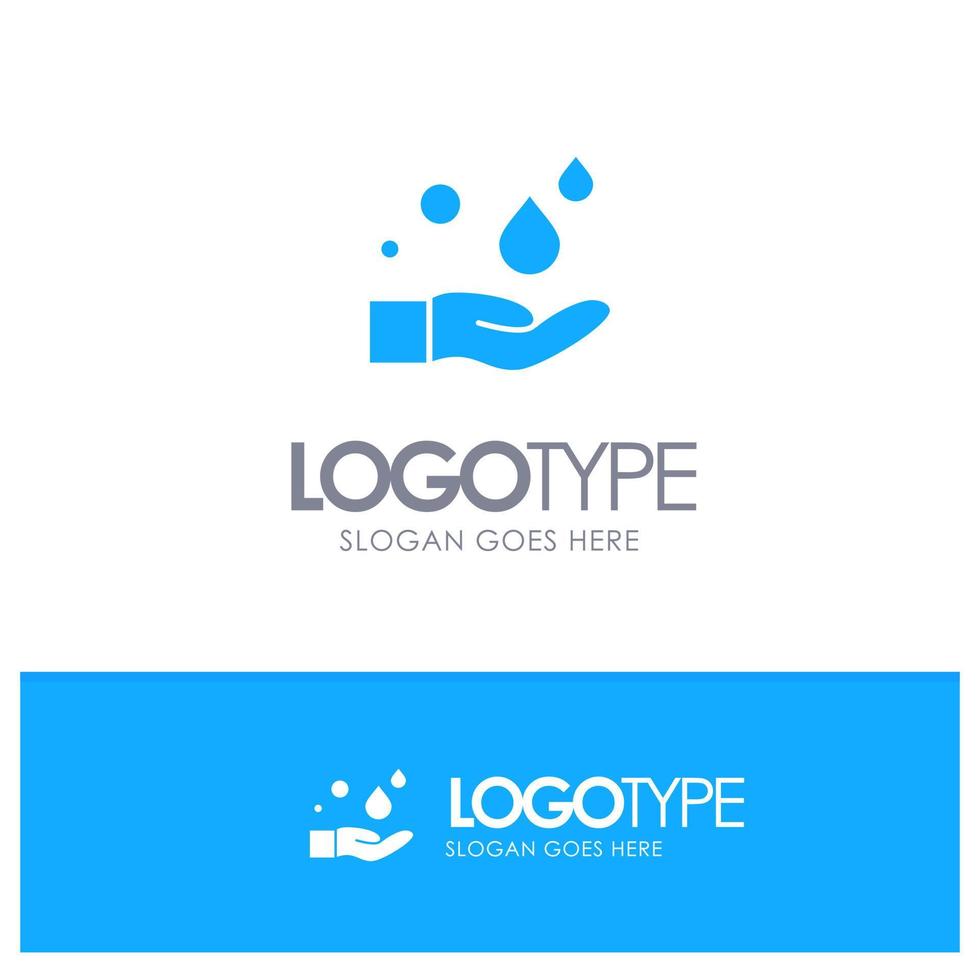 limpieza jabón de manos lavado azul sólido logotipo con lugar para eslogan vector