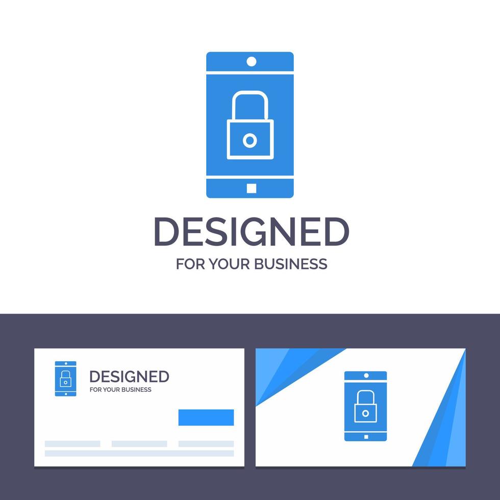 Creative Business Card and Logo template Application Lock Lock Application Mobile Mobile Application Vector Illustration