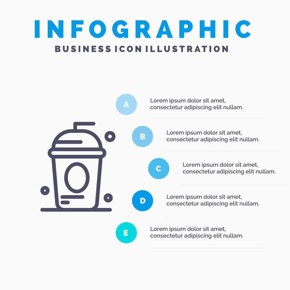 Cake Cole Drink Holiday Independence Line icon with 5 steps presentation infographics Background vector