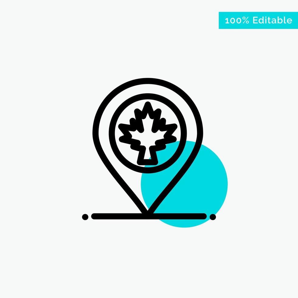 Map Location Canada Leaf turquoise highlight circle point Vector icon