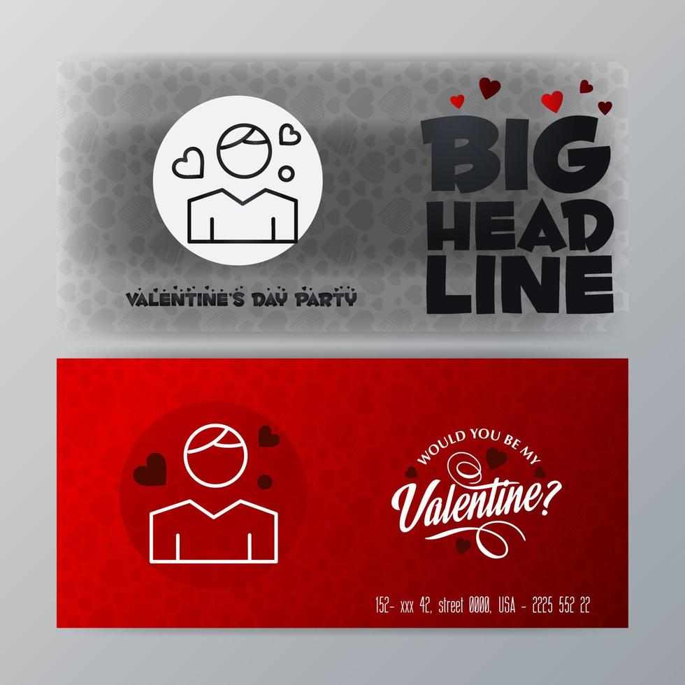 Valentines Day Big Banner Template Red Background vector