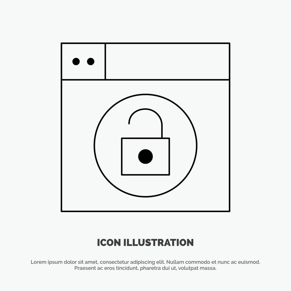 Web Design Lock Unlock Line Icon Vector