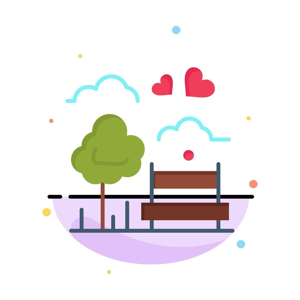 Park Tree Bench Love Outdoor Abstract Flat Color Icon Template vector