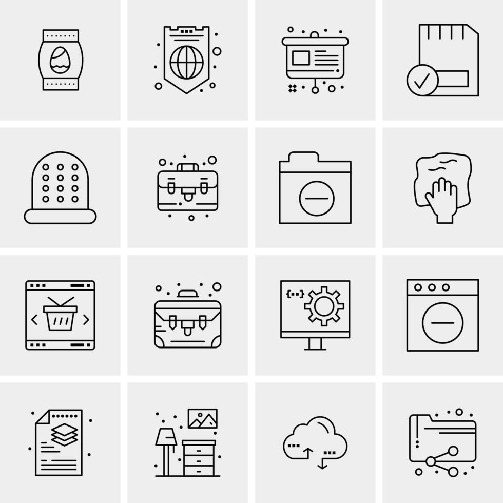 16 iconos de negocios universales vector ilustración de icono creativo para usar en proyectos relacionados con la web y dispositivos móviles