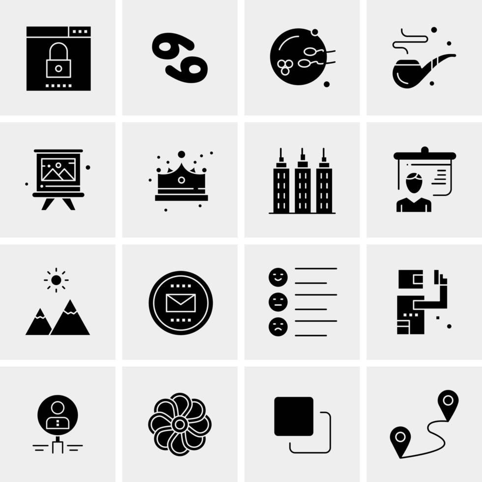 16 iconos de negocios universales vector ilustración de icono creativo para usar en proyectos relacionados con la web y dispositivos móviles