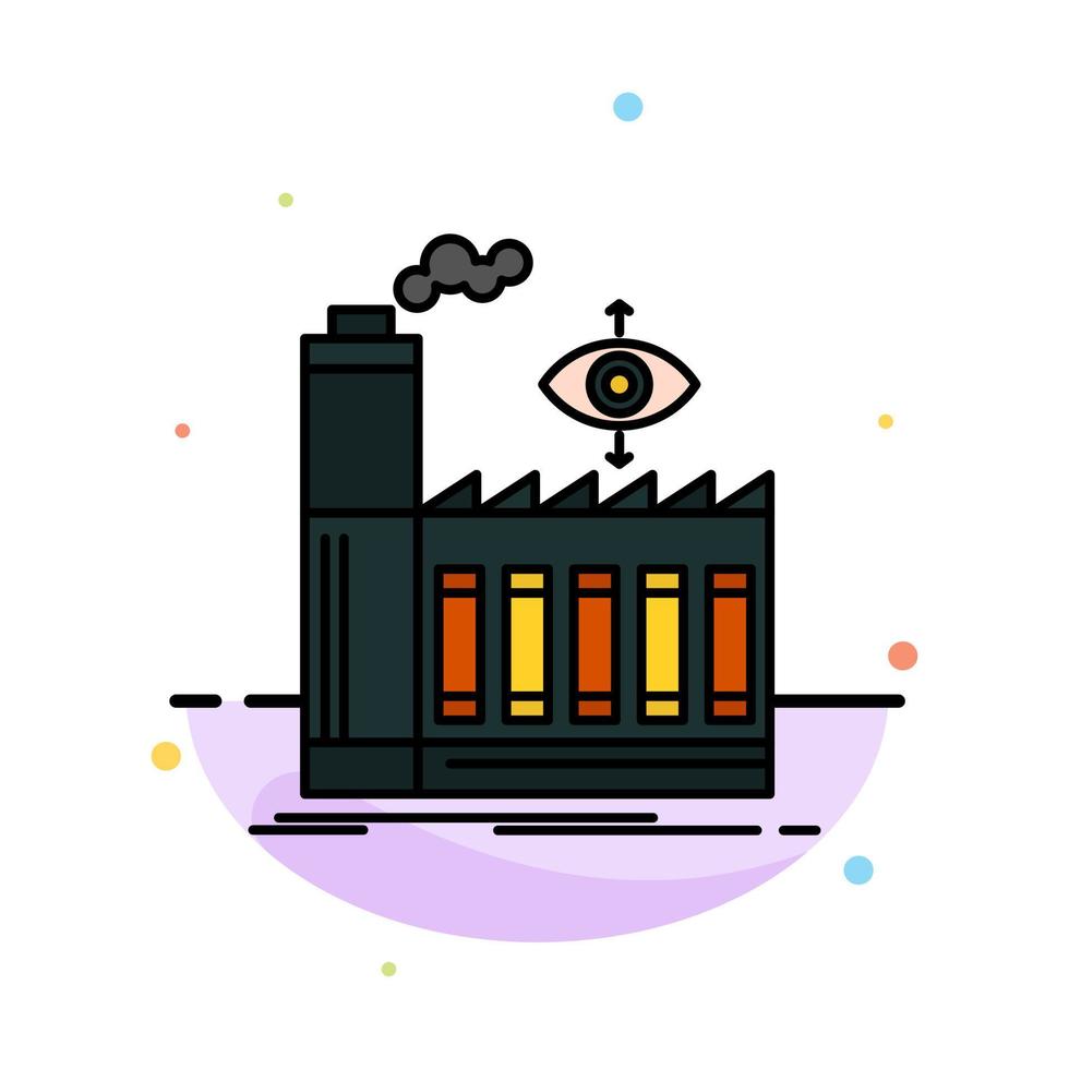 Mill Factory Business Smoke Abstract Flat Color Icon Template vector