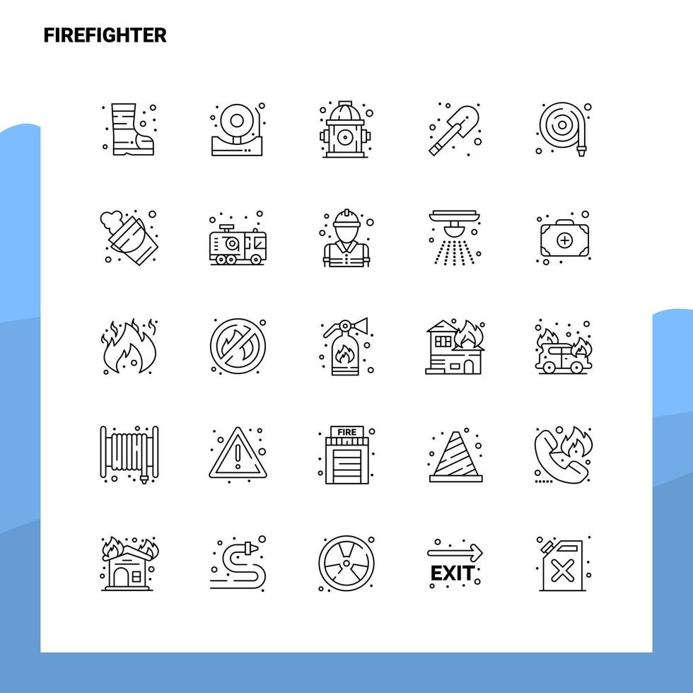 Set of Firefighter Line Icon set 25 Icons Vector Minimalism Style Design Black Icons Set Linear pictogram pack