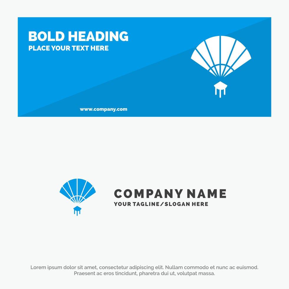 Fan Hand China Chinese SOlid Icon Website Banner and Business Logo Template vector