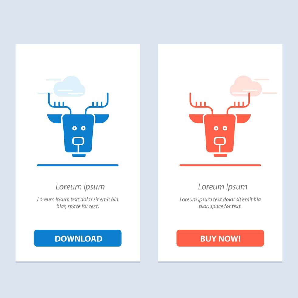 Alpine Arctic Canada Reindeer  Blue and Red Download and Buy Now web Widget Card Template vector
