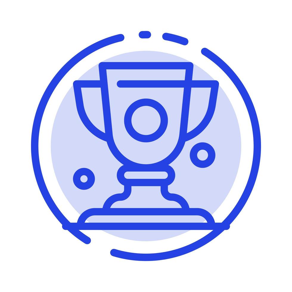 Achievement Cup Prize Trophy Blue Dotted Line Line Icon vector