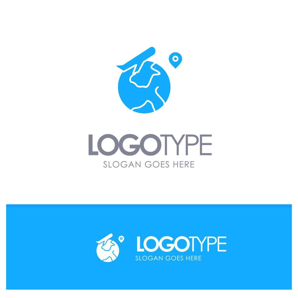 ubicación mundial volar trabajo azul sólido logotipo con lugar para el eslogan vector