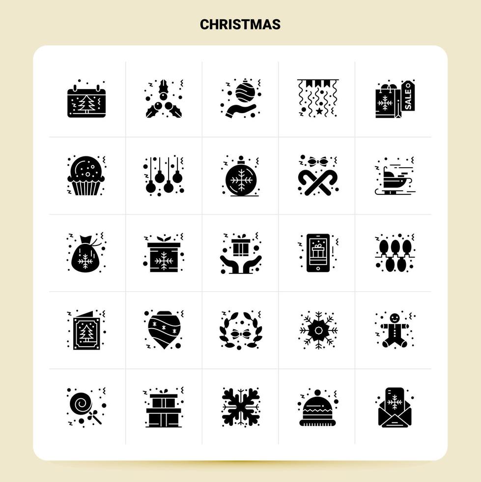 Solid 25 Christmas Icon set Vector Glyph Style Design Black Icons Set Web and Mobile Business ideas design Vector Illustration