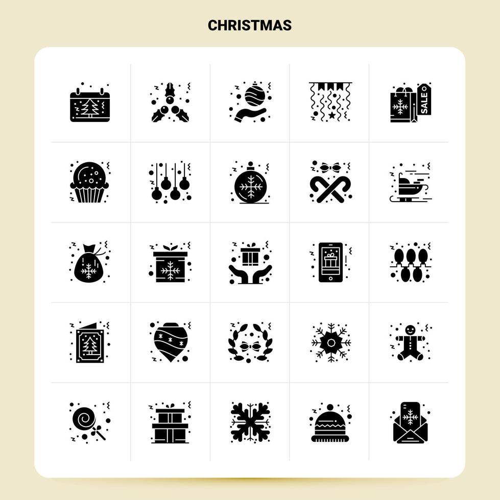 sólido 25 conjunto de iconos de navidad diseño de estilo de glifo vectorial conjunto de iconos negros diseño de ideas de negocios web y móvil ilustración vectorial vector