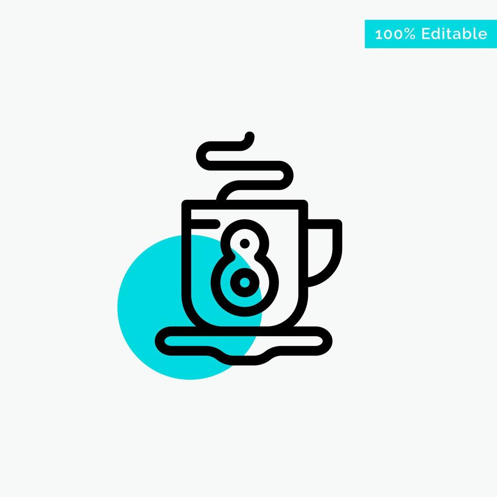 Coffee Tea Hot turquoise highlight circle point Vector icon